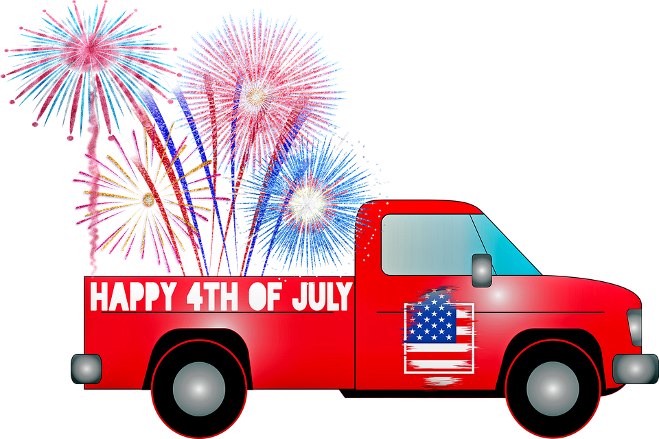4th Of July Text On Pickup PNG