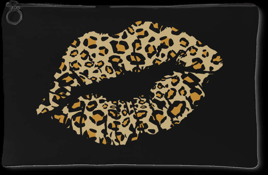 A Black And Gold Print Of A Lips PNG