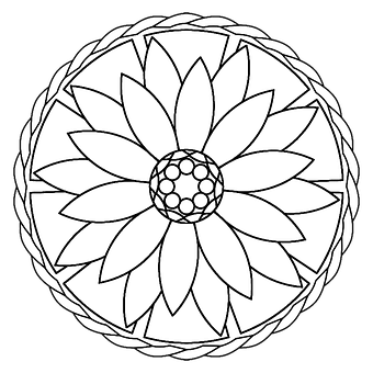 A Black And White Circular Pattern PNG