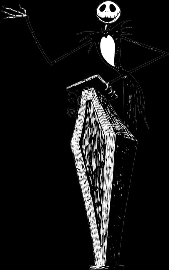 A Black And White Drawing Of A Coffin PNG