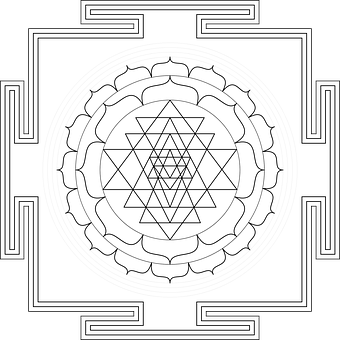 A Black And White Drawing Of A Sacred Geometry PNG