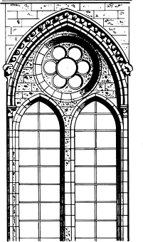 A Black And White Drawing Of A Window PNG