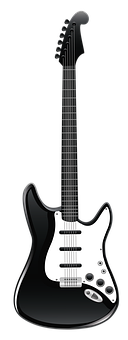 A Black And White Electric Guitar