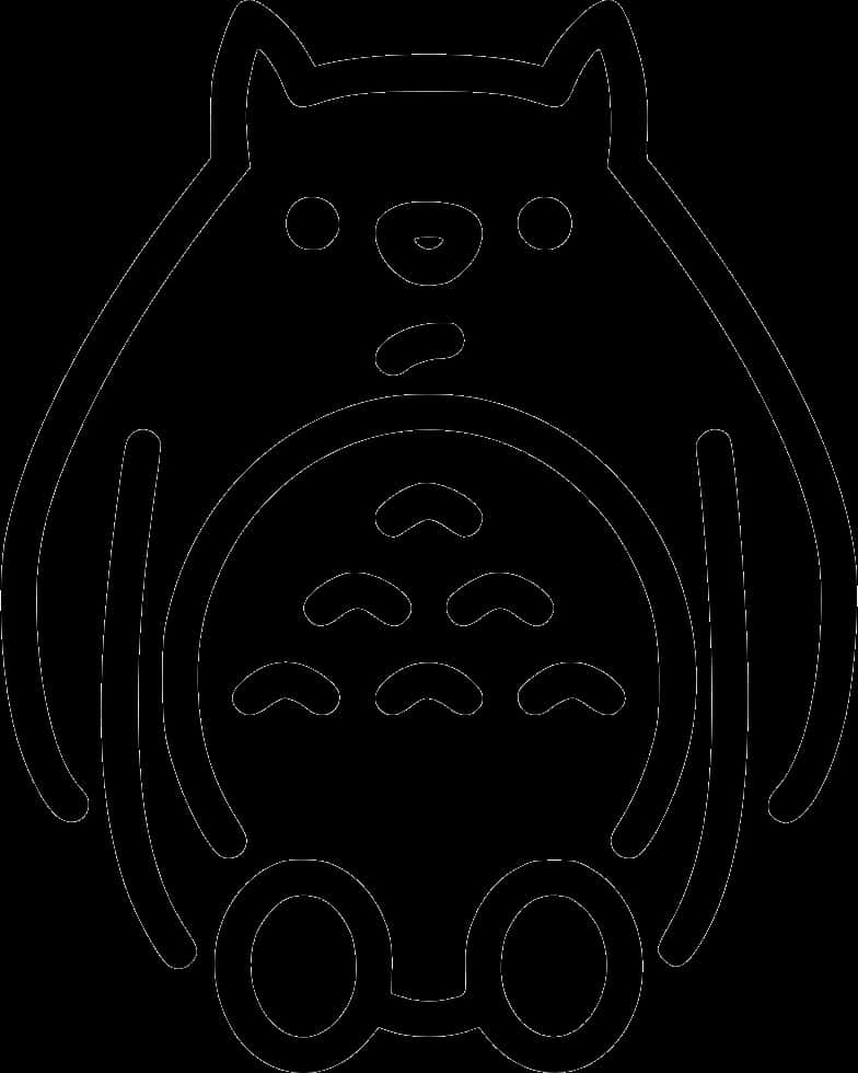 A Black And White Outline Of A Bear PNG