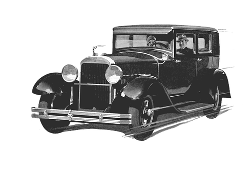 A Black And White Photo Of A Car PNG