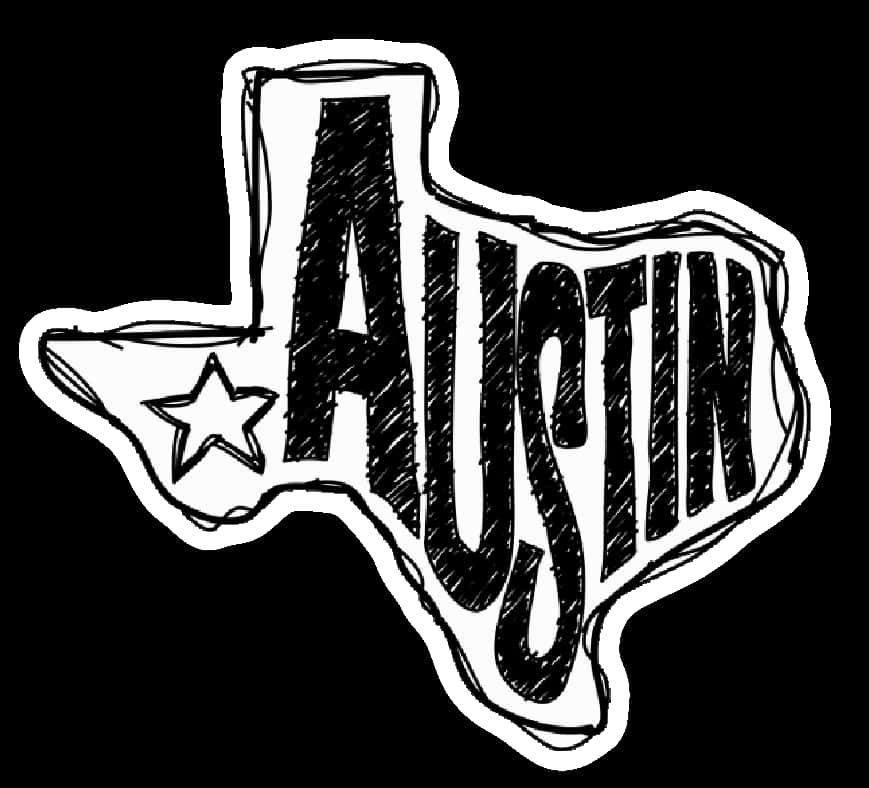 A Black And White Sticker Of A Texas State PNG