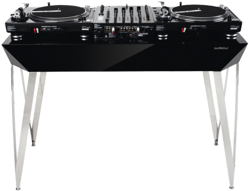 A Black Dj Mixer With Two Turntables