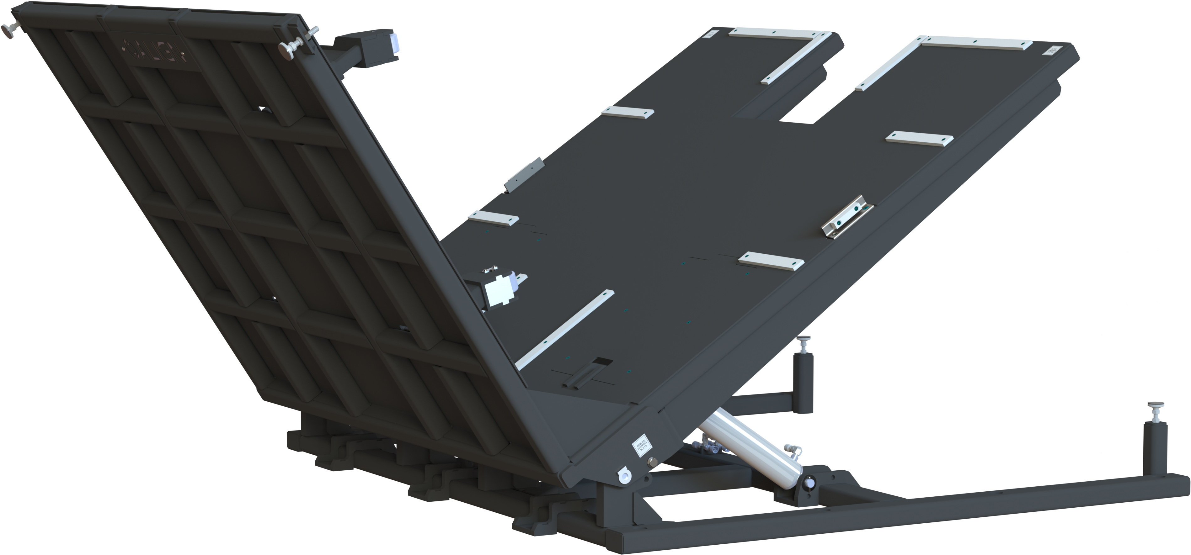A Black Lift Table With A Black Background PNG