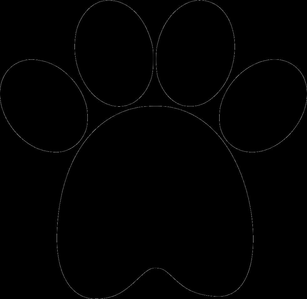 A Black Paw Print With White Lines PNG