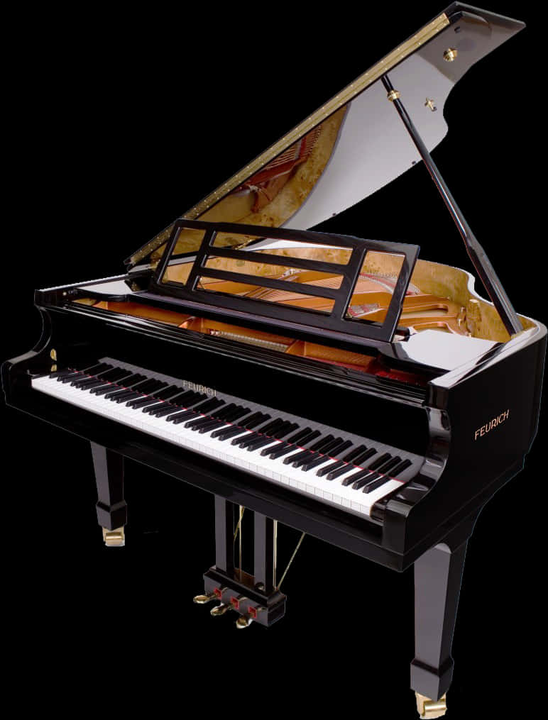 A Black Piano With A Black Background PNG
