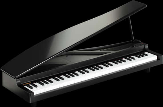 A Black Piano With A Black Background PNG
