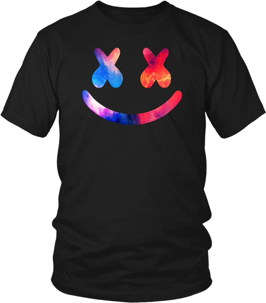A Black Shirt With A Colorful Face