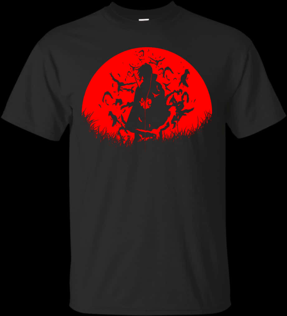 A Black Shirt With A Red Circle And A Silhouette Of A Person With A Red Circle PNG