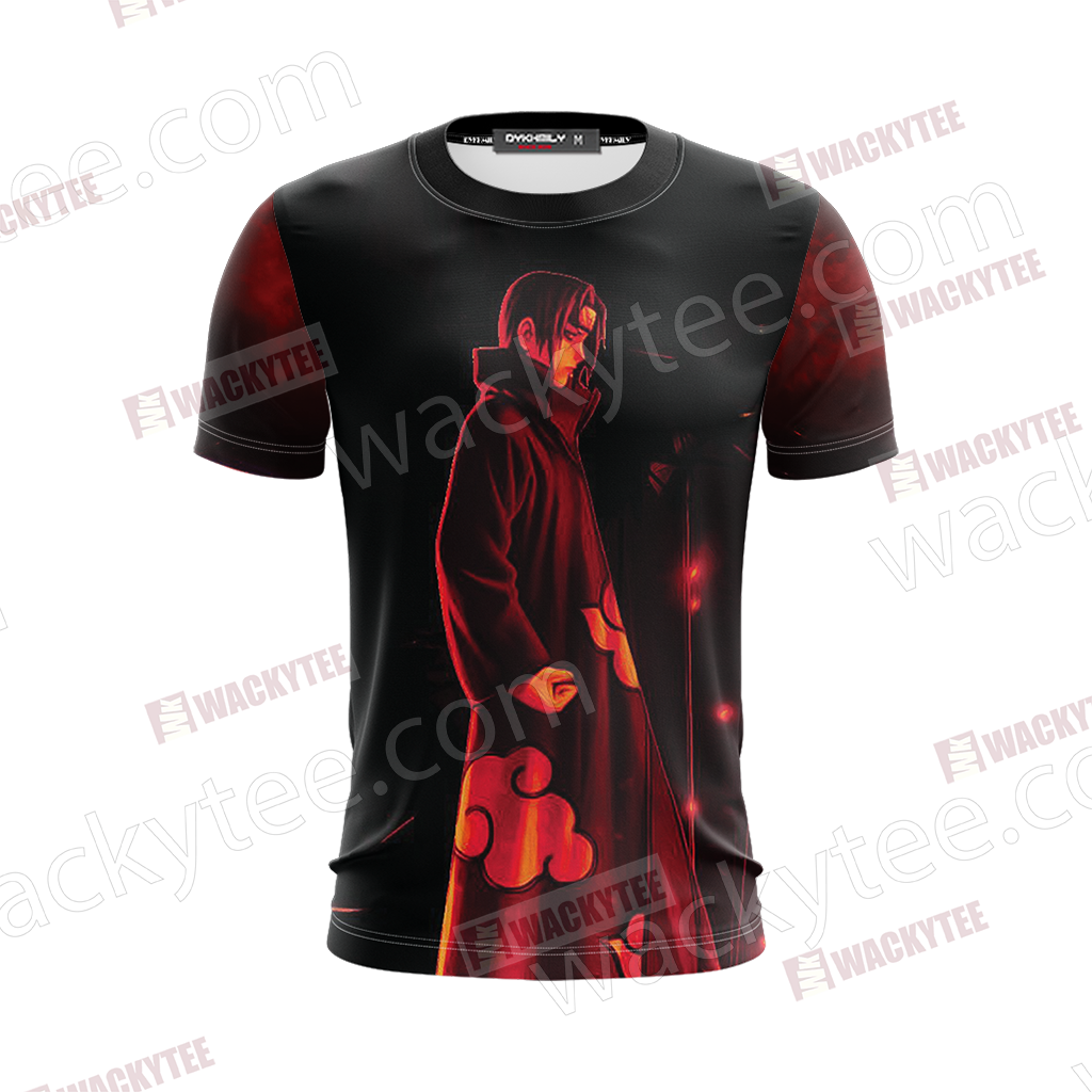 A Black Shirt With Red And Black Graphic Design