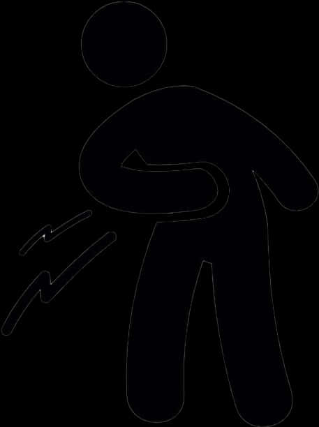 A Black Silhouette Of A Person With His Stomach PNG