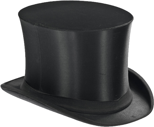 A Black Top Hat With A Black Background PNG