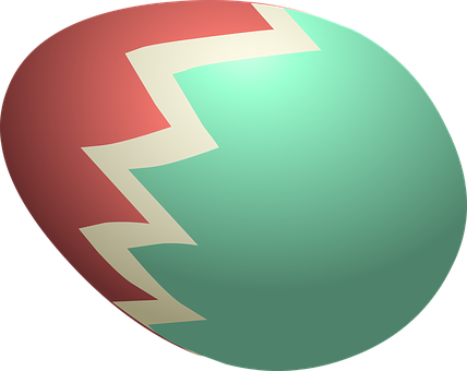 A Blue And Red Egg With White Zigzag PNG