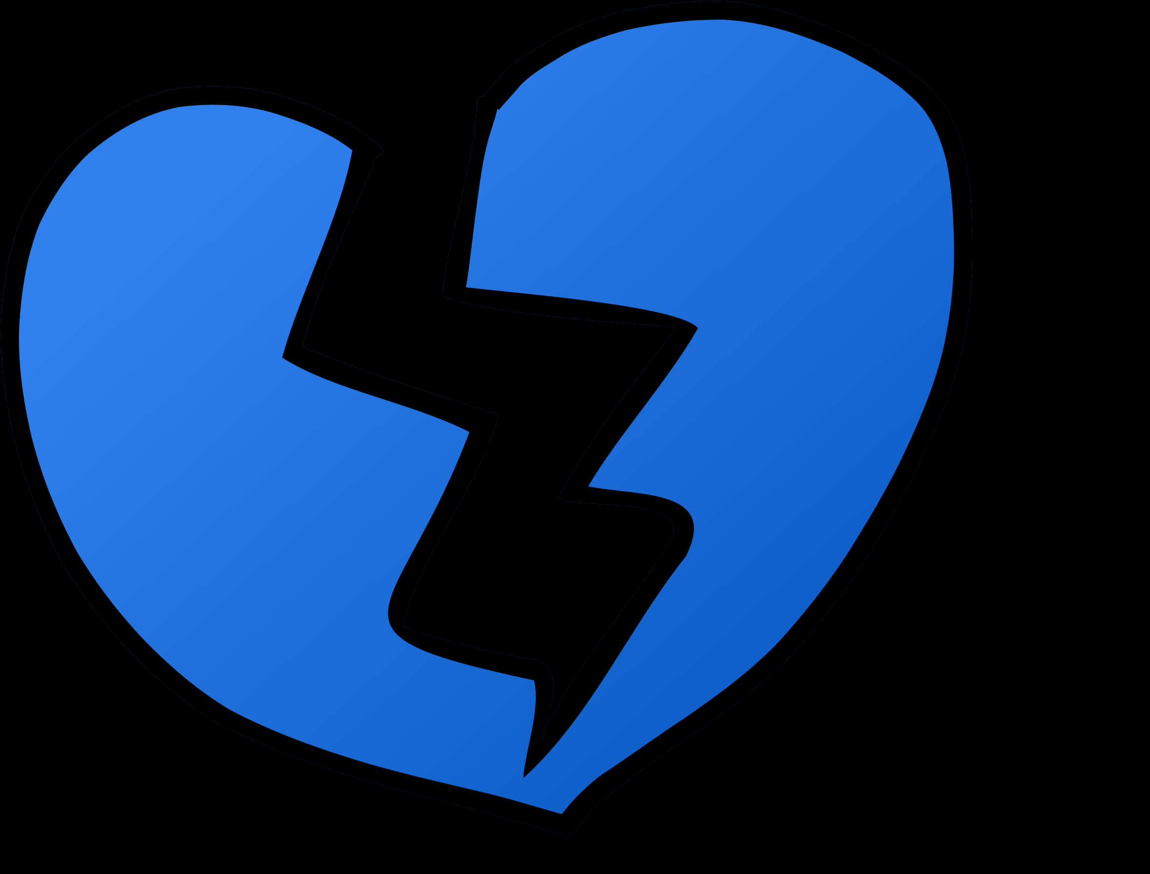 A Blue Broken Heart With Black Background PNG