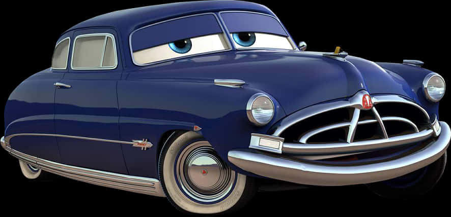 A Blue Car With Big Eyes PNG