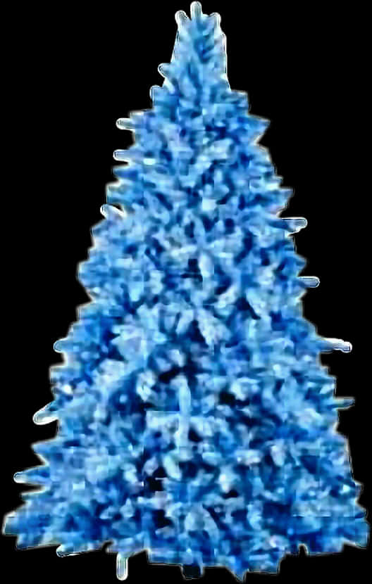 A Blue Christmas Tree With Black Background PNG