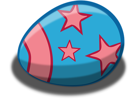 A Blue Egg With Pink Stars
