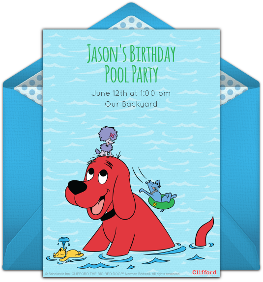 A Blue Envelope With A Cartoon Dog On It