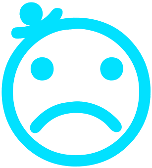 A Blue Face With A Sad Face PNG