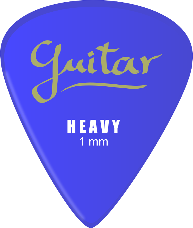 A Blue Guitar Pick With Yellow Text