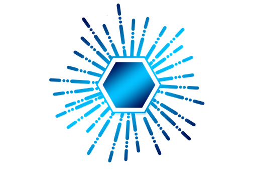 A Blue Hexagon With Rays Of Light PNG