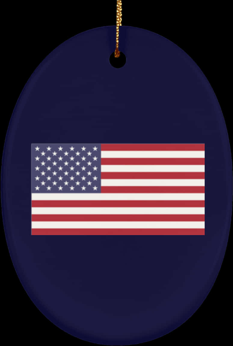 A Blue Oval Shaped Object With A Flag