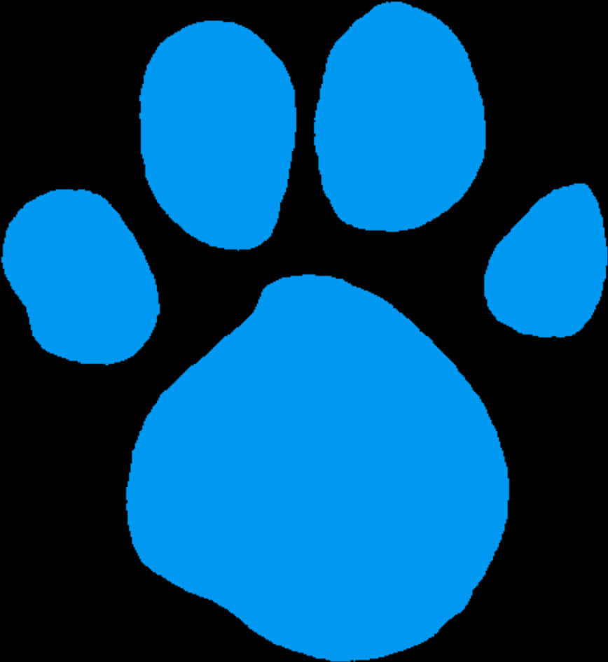 A Blue Paw Print On A Black Background PNG