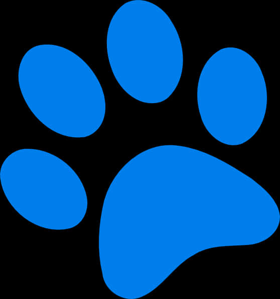 A Blue Paw Print On A Black Background PNG