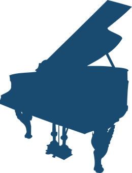 A Blue Silhouette Of A Piano PNG