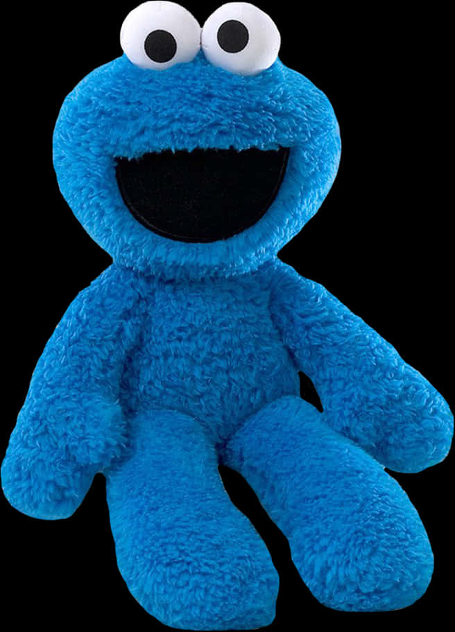A Blue Stuffed Animal With A Black Background PNG