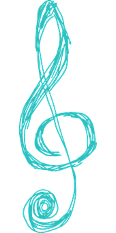 A Blue Treble Clef On A Black Background PNG