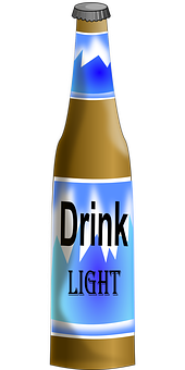A Bottle Of Beer With A Blue Cap