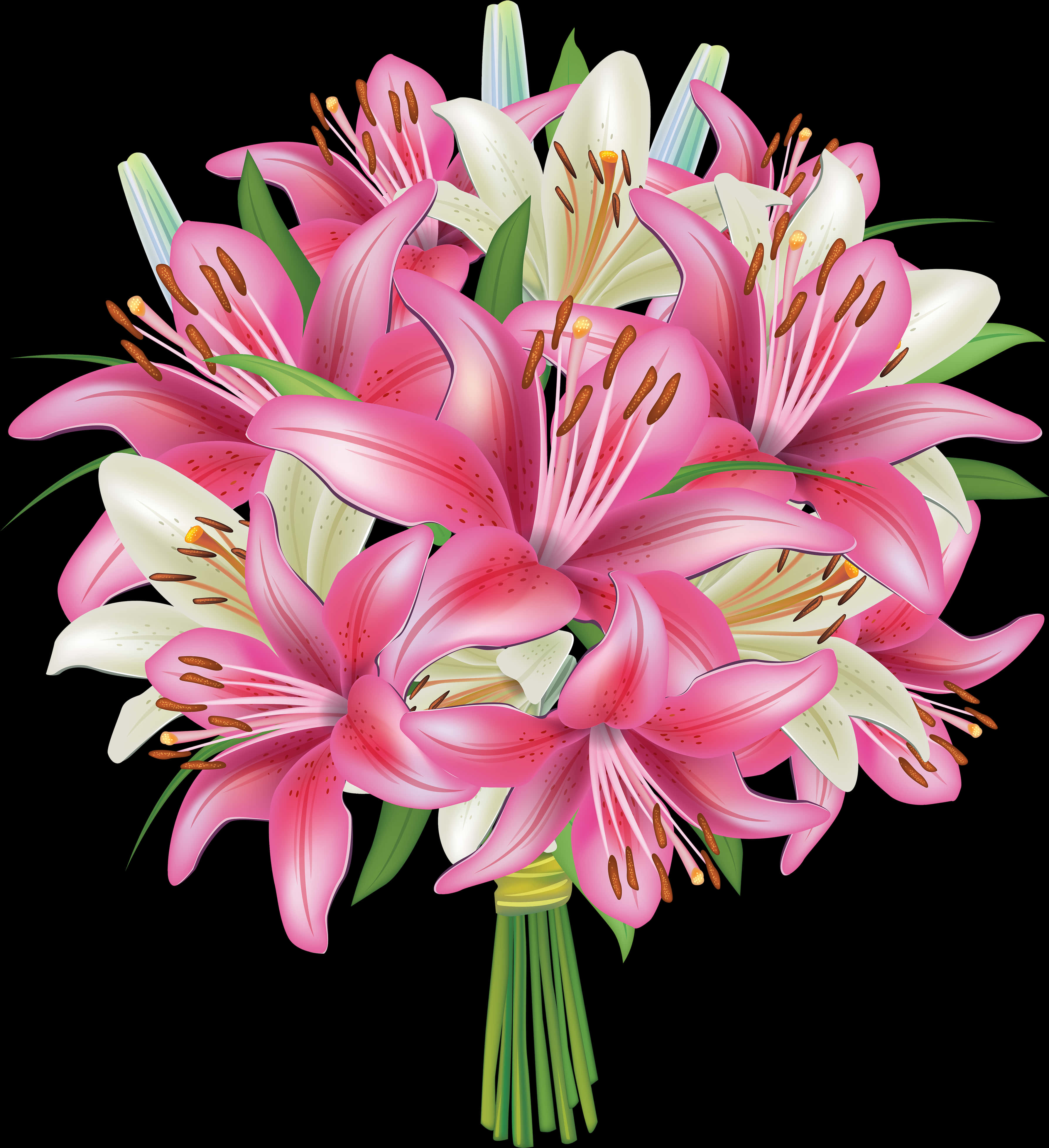 A Bouquet Of Pink And White Flowers PNG