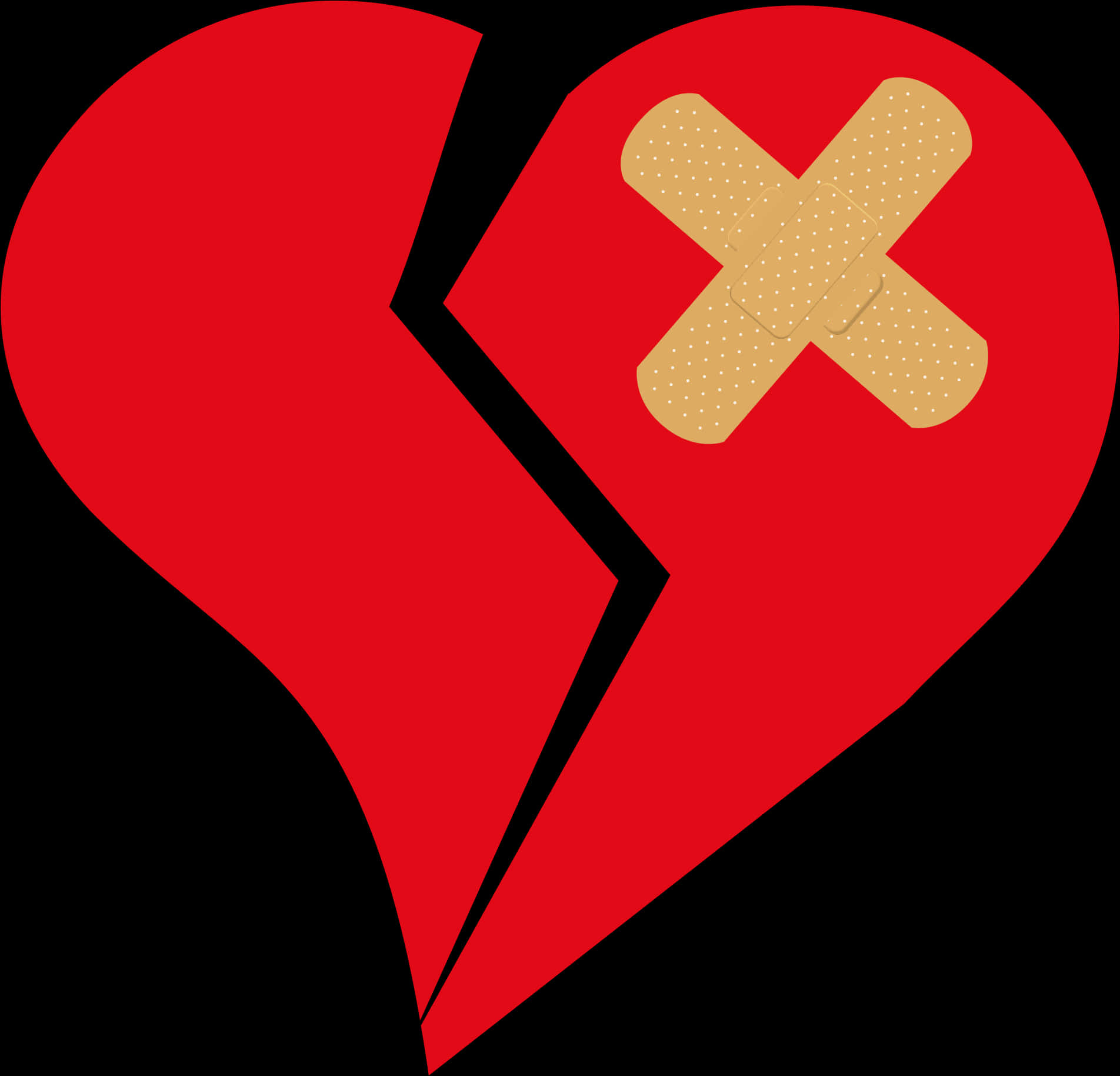 A Broken Heart With A Bandage On It PNG