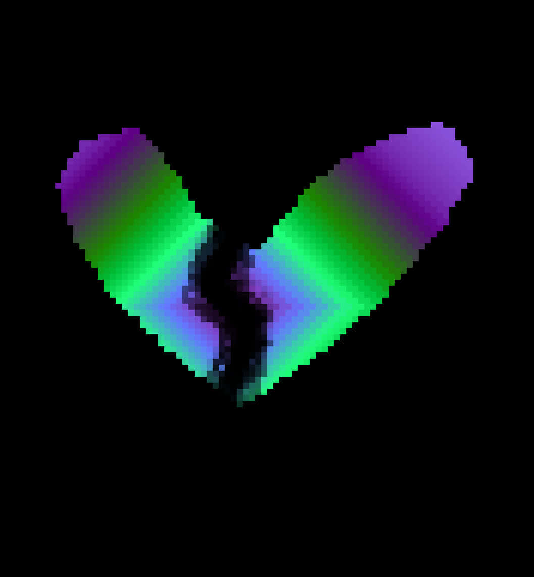 A Broken Heart With A Black Background PNG