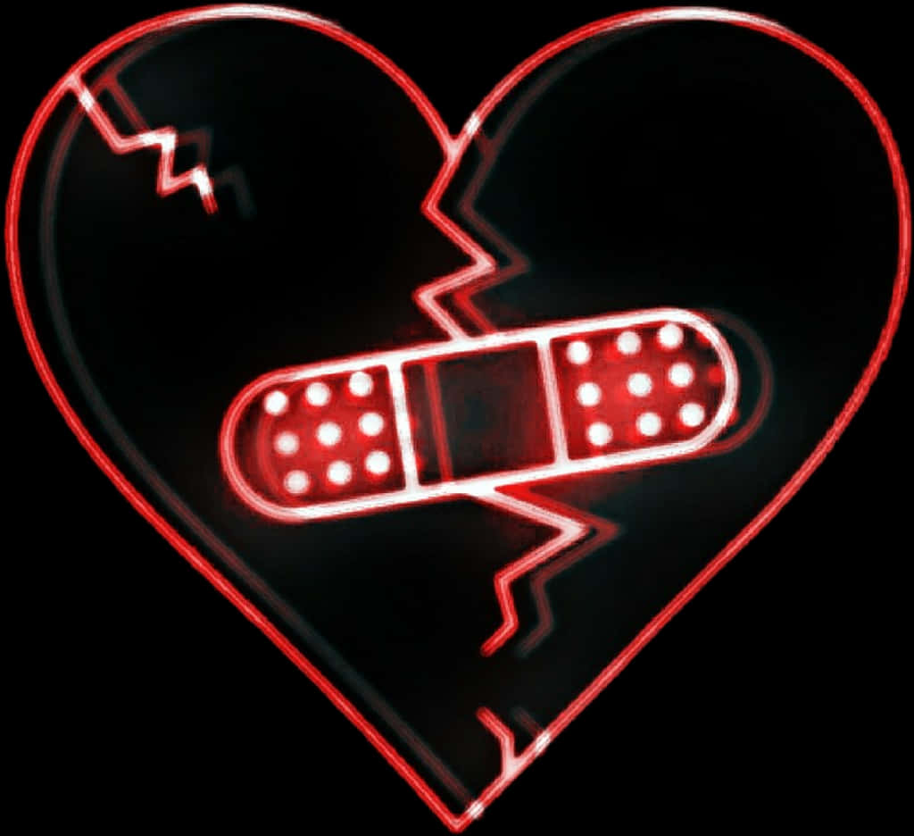 A Broken Heart With A Patch Of Plaster PNG