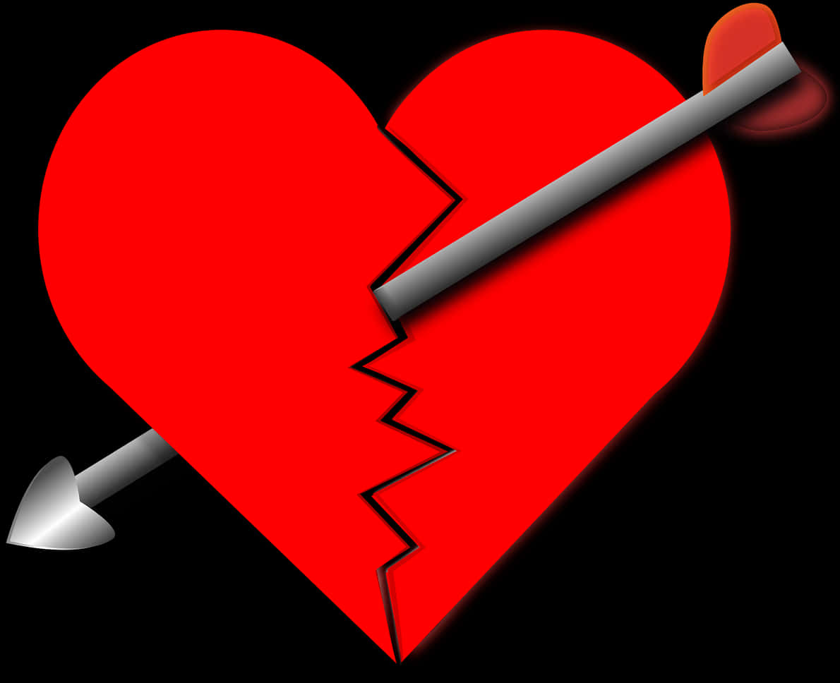 A Broken Heart With An Arrow PNG