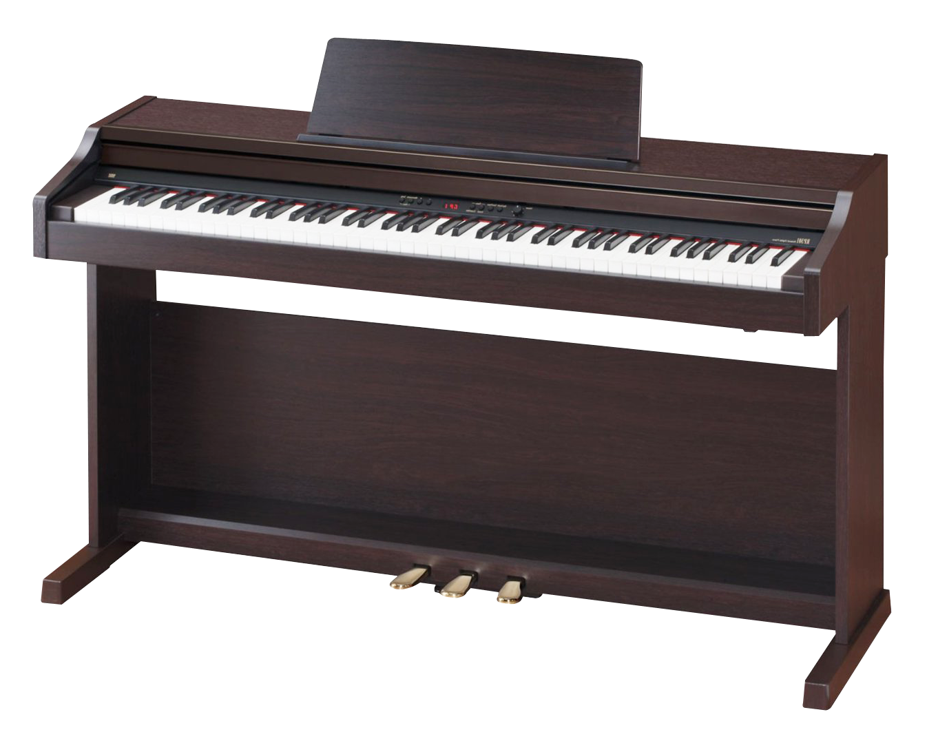 A Brown Piano With A Black Background PNG