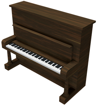 A Brown Piano With Black And White Keys PNG