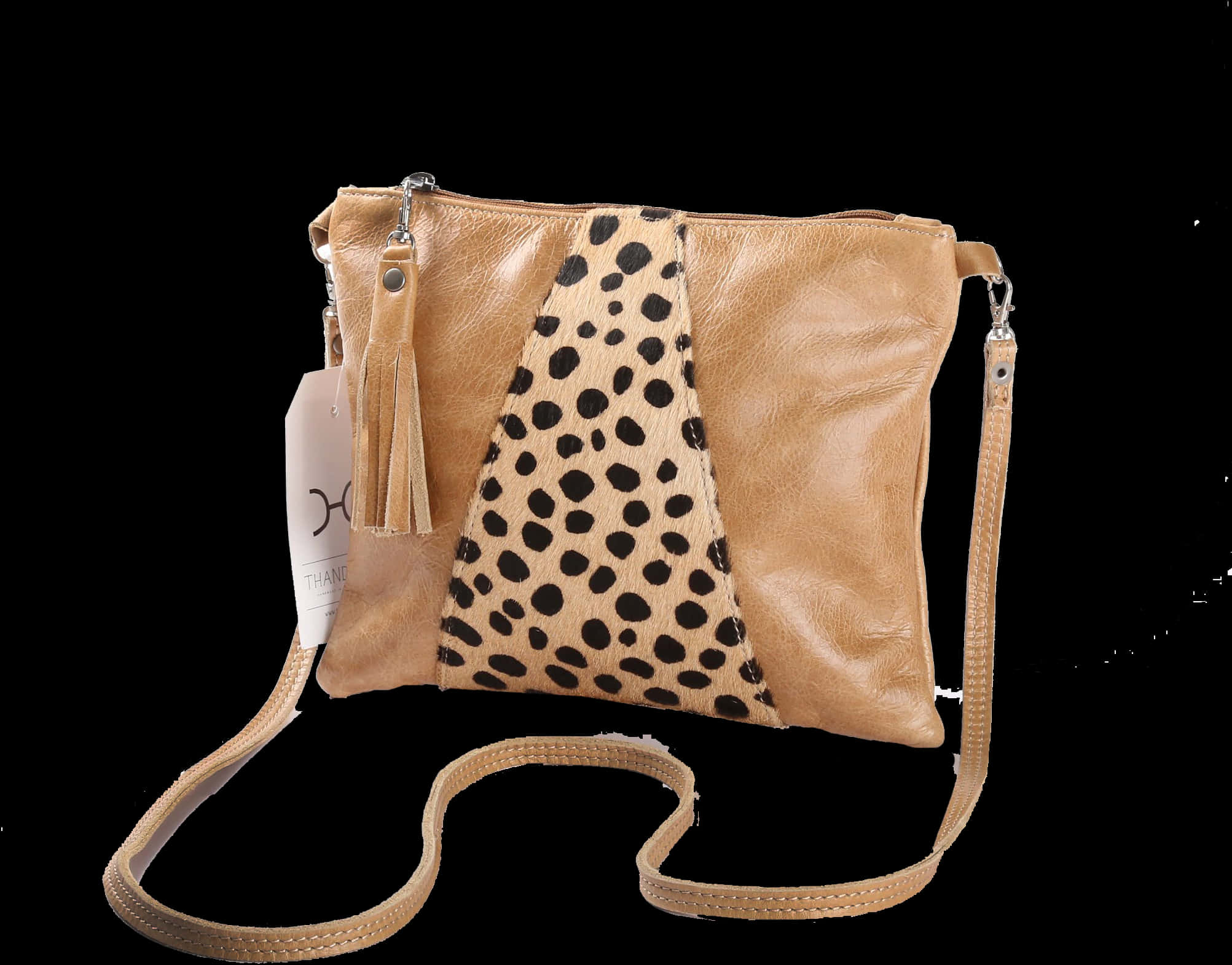 A Brown Purse With A Black And Tan Design PNG