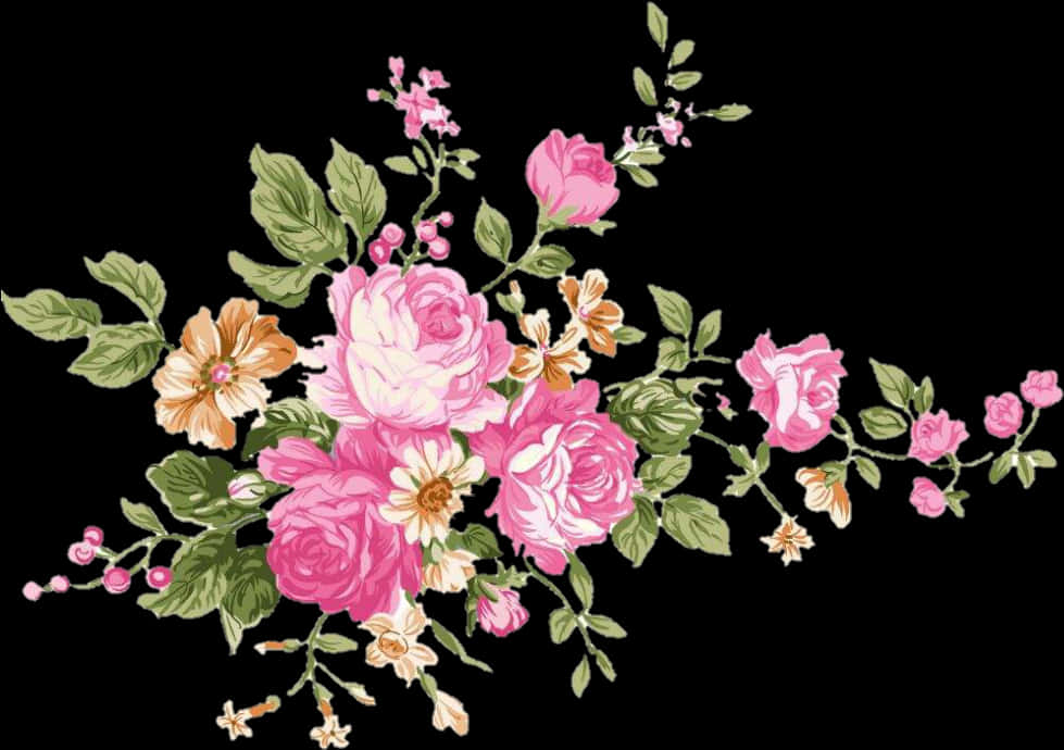 A Bunch Of Pink Flowers PNG