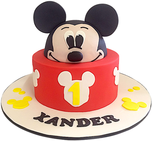 A Cake With A Cartoon Character On It PNG