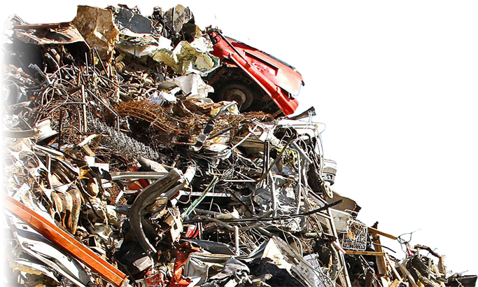 A Car On Top Of A Pile Of Scrap Metal PNG