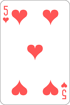 A Card With A Four Of Hearts PNG