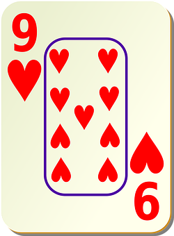 A Card With A Number Of Hearts PNG