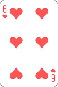 A Card With A Six Card In The Shape Of A Heart